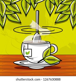 cup with tea hot herbs