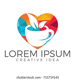 Cup of tea and house logo design. Healthy drink sign.