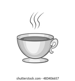 Cup of tea icon in black monochrome style isolated on white background. Drink symbol vector illustration