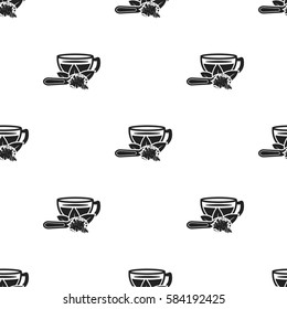 Cup of tea icon in black style isolated on white background. India pattern stock vector illustration.