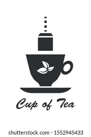 Cup of tea icon. Black and white isolated vector illustration.