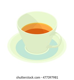 Cup of tea icon in cartoon style isolated on white background. Drinks symbol