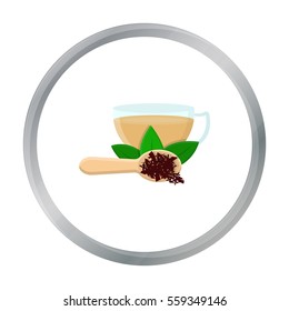 Cup of tea icon in cartoon style isolated on white background. India symbol stock vector illustration.
