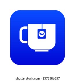 Cup of tea icon digital blue for any design isolated on white vector illustration
