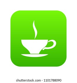 Cup of tea icon digital green for any design isolated on white vector illustration