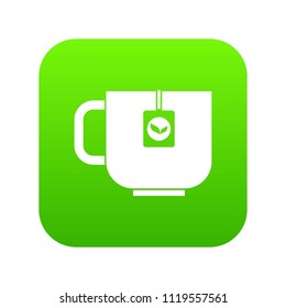 Cup of tea icon digital green for any design isolated on white vector illustration