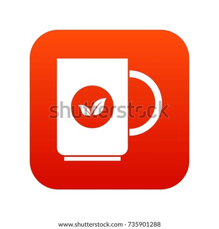 Cup of tea icon digital red for any design isolated on white vector illustration