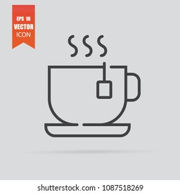 Cup tea icon in flat style isolated on grey background. For your design, logo. Vector illustration.