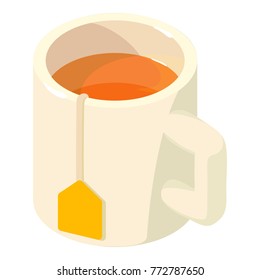 Cup tea icon. Isometric illustration of cup tea vector icon for web