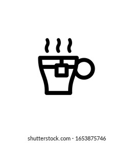 Icono de la copa de té. Plantilla de diseño de línea. Ilustración del vector