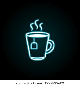 Cup of tea icon in neon style. Simple thin line, outline vector of Autumn icons for UI and UX, website or mobile application