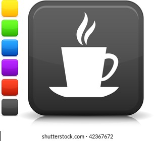Xícara de chá ícone no botão de internet quadrado Seis opções de cores incluídas.