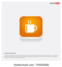 Cup of Tea Icon Orange Abstract Web Button