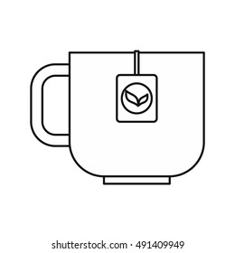 Cup of tea icon in outline style on a white background vector illustration
