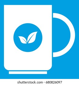 Cup of tea icon white isolated on blue background vector illustration