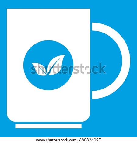 Cup of tea icon white isolated on blue background vector illustration