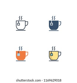 a cup tea icons vector eps10. icon design with four different styles