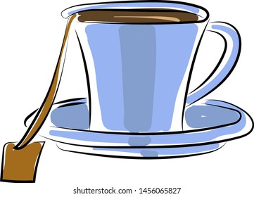 Una taza de té, ilustración, vector sobre fondo blanco.