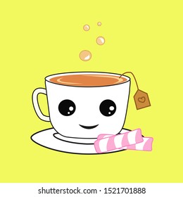 Cup of tea, illustration, vector on white background.