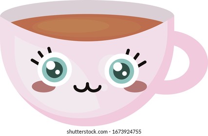 Cup of tea, illustration, vector on white background.
