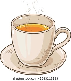 cup of tea isolated colored detailed illustration
