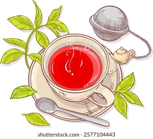 cup of tea isolated colored illustration