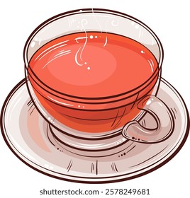 cup of tea isolated colored illustration