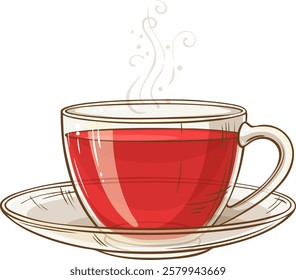 cup of tea isolated colored illustration