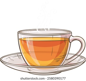 cup of tea isolated colored illustration