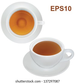 Cup of tea isolated on white background. Vector illustration. Mesh