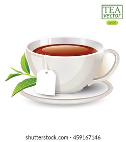 Cup of tea isolated on white background. Vector illustration.