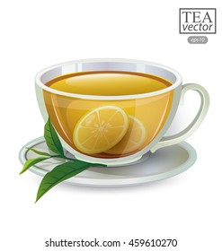 Cup of tea isolated on white background. Vector illustration.