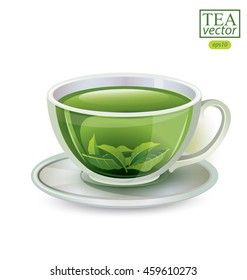 Taza de té aislada sobre fondo blanco. Ilustración vectorial.