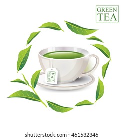 Cup of tea isolated on white background. Vector illustration.