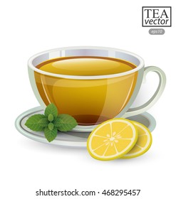 Cup of tea isolated on white background. Vector illustration.