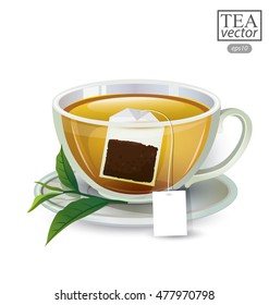 Cup of tea isolated on white background. Vector illustration.