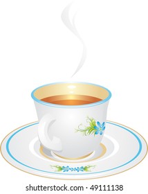 Cup with tea. Isolated on the white. Vector