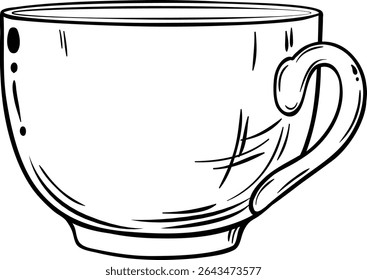 Taza de té aislado ilustración de contorno