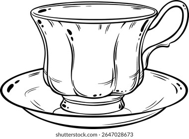 cup of tea isolated outline illustration