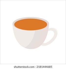 Taza de té aislada. Fondo blanco. Bebe. Ilustración vectorial plana.