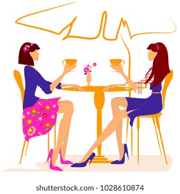 cup of tea, ladies, on a white