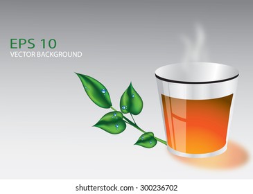 Cup of tea with leaves eps 10
