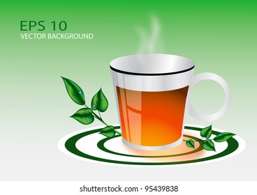 Cup of tea with leaves eps 10