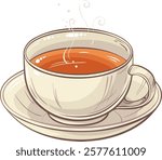 cup of tea and tea leaves  isolated