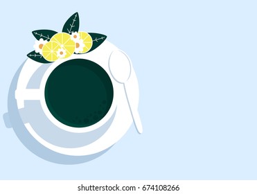 A cup of tea with lemon