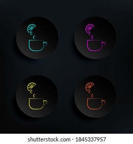 Taza de té lemon oscuro color set icono. Línea delgada simple, contorno vector de iconos de té para ui y ux, sitio web o aplicación móvil