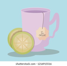 cup tea of lemon isolated icon