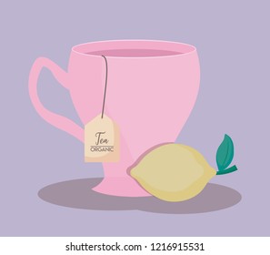cup tea of lemon isolated icon
