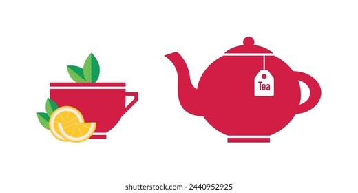 a cup of tea with lemon and mint teapot