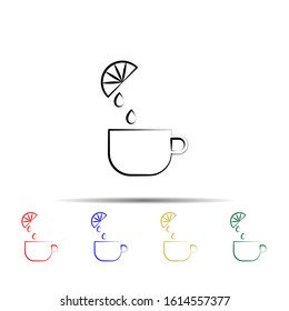Cup of tea lemon multi color style icon. Simple thin line, outline vector of tea icons for ui and ux, website or mobile application